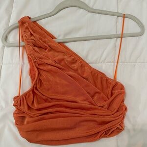 One-Shoulder Orange Top